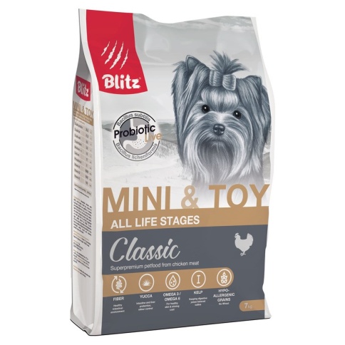 Blitz Adult Mini & Toy для собак миниатюрных и мелких пород с курицей - 7 кг фото 2