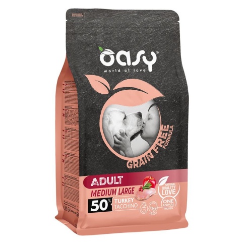 Oasy Dry Dog Grain Free Adult Medium сухой беззерновой корм для взрослых собак средних пород с индейкой - 2,5 кг фото 1
