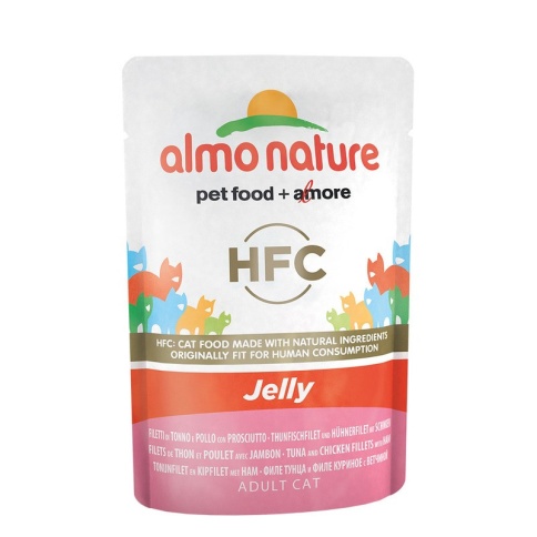 Almo Nature Classic Adult Cat Nature Jelly Tuna, Chicken & Ham паучи с тунцом, курицей и ветчиной в желе для взрослых кошек - 55 г фото 2