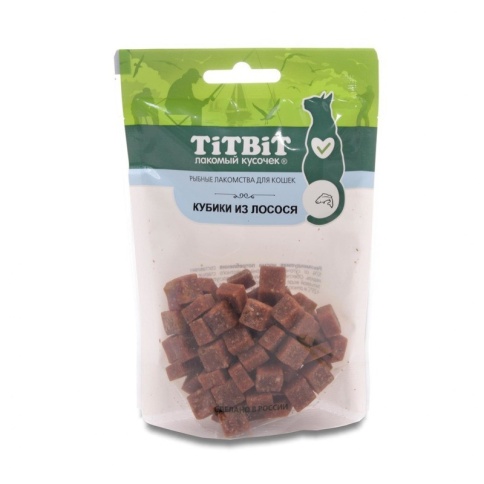 TiTBiT Кубики из лосося для кошек, рыбные лакомства - 60 г фото 1