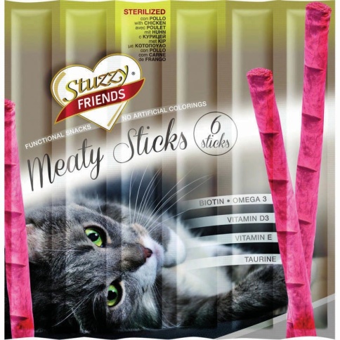 Лакомство палочки STUZZY FRIENDS для кошек стерилизованных с курицей - 30 гр фото 2