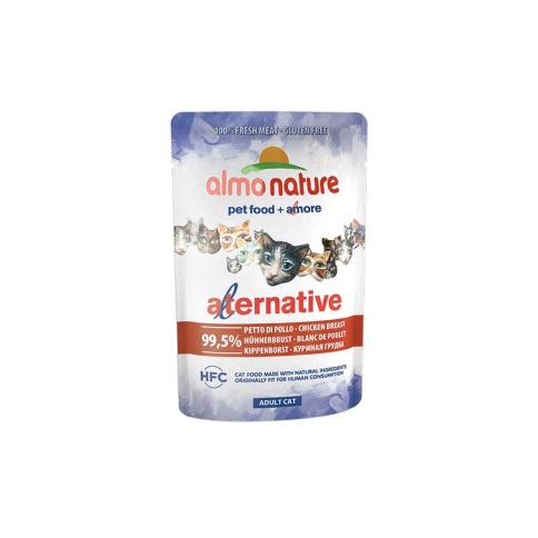 Almo Nature Alternative Adult Cat Chicken Breast паучи для взрослых кошек с куриной грудкой и 99,5% мяса - 55 г фото 2