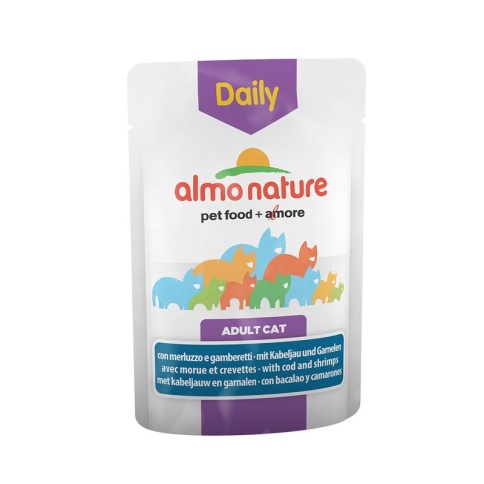Almo Nature Daily Menu Adult Cat Cod & Shrimps паучи для взрослых кошек меню с треской и креветками - 70 г фото 2