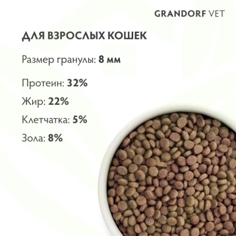 Сухой корм Grandorf Veterinary Diet Gastrointestinal индейка для кошек при расстройствах пищеварения, 2 кг фото 12