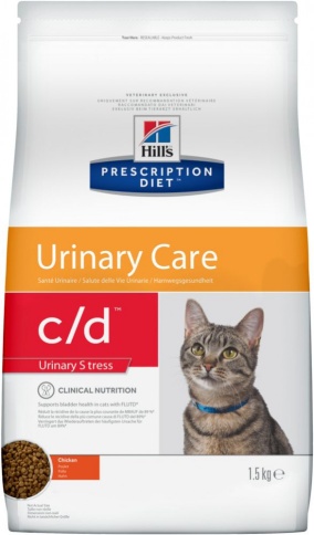 Hill's Prescription Diet c/d Urinary Stress сухой диетический корм для кошек для поддержания здоровья мочевыводящих путей и при стрессе одновременно с курицей - 1.5 кг фото 1