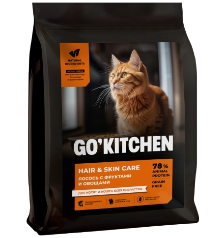 Сухой корм GO'KITCHEN для котят и кошек всех возрастов с лососем, 7.62 г фото 1
