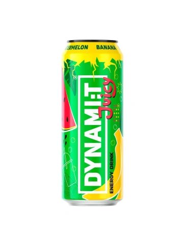 Напиток безалк. газ. энерг. непаст. «ДИНАМИТ СО ВКУСОМ БАНАНА И АРБУЗА» ал.бан. 0,45л. фото 1