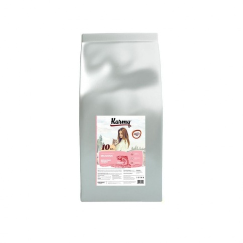 Karmy Delicious сухой малозерновой корм для кошек с лососем - 10 кг фото 1
