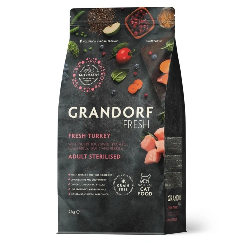 Сухой корм Grandorf Fresh Sterilised беззерновой с индейкой и бататом для стерилизованных кошек, 2 кг фото 1