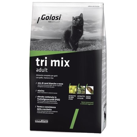 Golosi Cat Adult Tri Mix сухой корм для кошек с курицей, говядиной и рисом - 7,5 кг фото 1