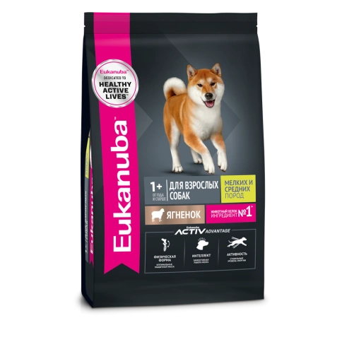 Сухой корм Eukanuba Adult для взрослых собак от 1 года с ягненком, 3 кг фото 1