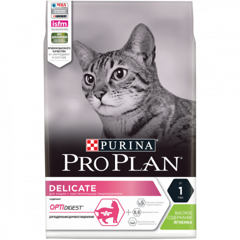 Сухой корм Purina Pro Plan Delicate для кошек с чувствительным пищеварением и привередливых к еде с ягненком - 3 кг фото 2