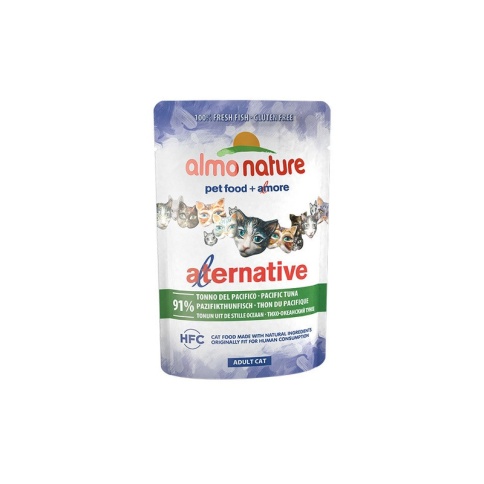 Almo Nature Alternative Adult Cat Pacific Tuna паучи для взрослых кошек с тихоокеанским тунцом и 91% мяса - 55 г фото 2