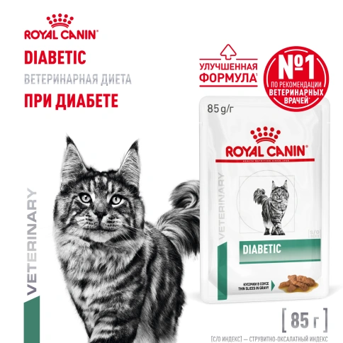 Влажный диетический корм Royal Canin Diabetic для кошек при сахарном диабете, пауч, 85 г фото 1