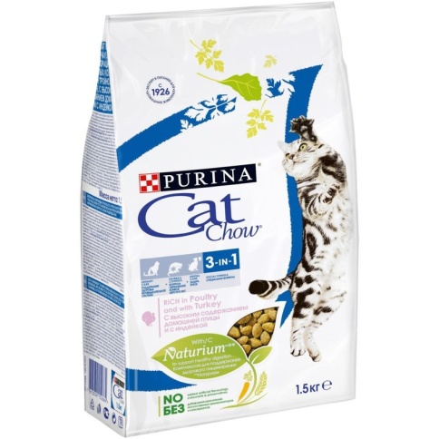Purina Cat Chow для взрослых кошек, тройная защита - 1,5 кг фото 2