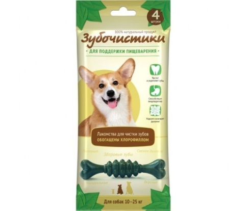 ДЕРЕВЕНСКИЕ ЛАКОМСТВА ЗУБОЧИСТИКИ "Мятные" лакомство с хлорофиллом для собак средних пород 10-25 кг 4шт 70г фото 1