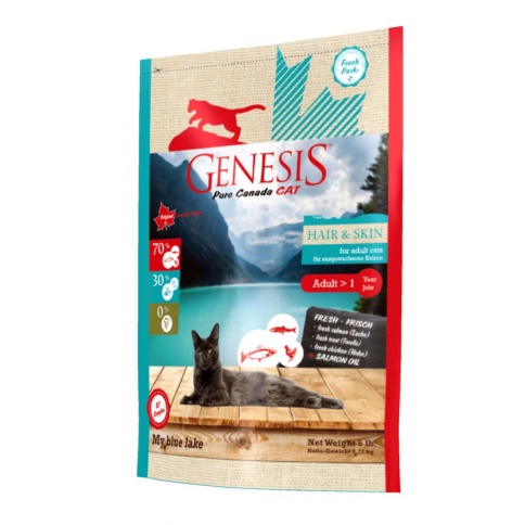 Genesis Pure Canada My Blue Lake Hair Skin для взрослых кошек, для улучшения кожи и шерсти с лососем, форелью и курицей - 2.268 кг фото 1