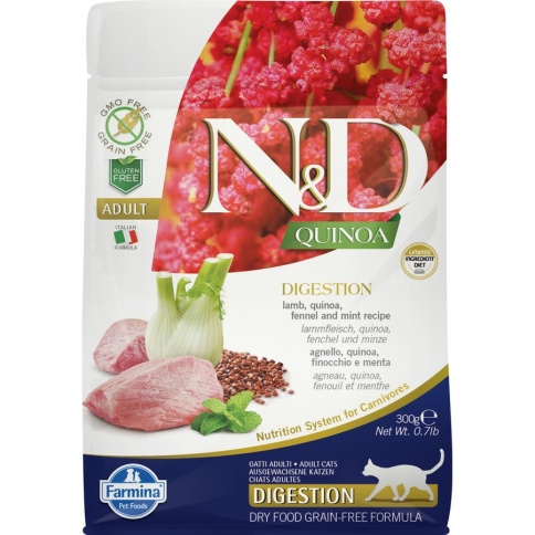 Farmina N&d Cat Grain Free Quinoa Digestion Lamb сухой корм для кошек с чувствительным пищеварением с ягненком - 300 г фото 1