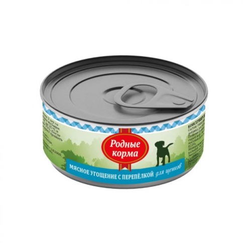 Родные корма Мясное угощение с Перепелкой консервы для щенков 100 г фото 1