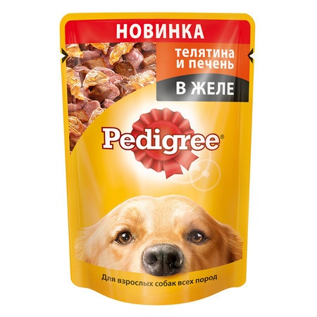 Паучи Pedigree для взрослых собак с телятиной и печенью в желе - 100 г фото 1