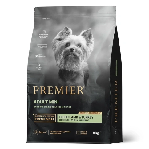 Сухой корм Premier Dog Lamb & Turkey Adult Mini для собак мелких пород, 8 кг фото 1