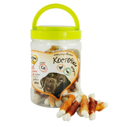 Мнямс лакомство Кальцинированные косточки с куриным и утиным мясом для собак - 340 г фото 1