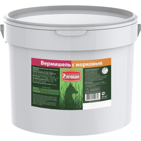 Каша для собак Четвероногий гурман вермишель с морковью - 4 кг фото 1