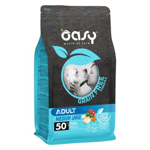 Oasy Dry Dog Grain Free Adult Medium сухой беззерновой корм для взрослых собак средних пород с рыбой фото 1