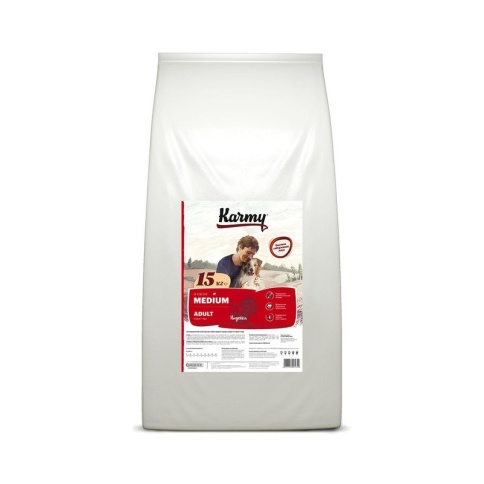 Сухой корм Karmy Medium Adult для взрослых собак средних пород с индейкой 15 кг фото 1