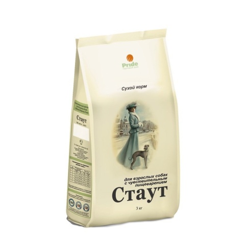Стаут сухой корм для взрослых собак всех пород с чувствительным пищеварением с мясом и злаками - 3 кг фото 1