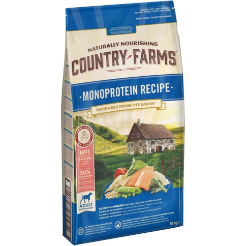 Country Farms сухой монопротеиновый корм для взрослых собак с лососем - 10 кг фото 1