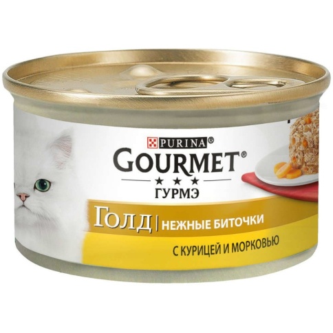 Консервы Gourmet Gold Нежные биточки для взрослых кошек с курицей и морковью - 85 г фото 2