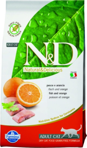Farmina N&D Grain - Free Feline Fish & Orange Adult сухой корм с рыбой и апельсином для взрослых котов или кошек - 10 кг фото 1
