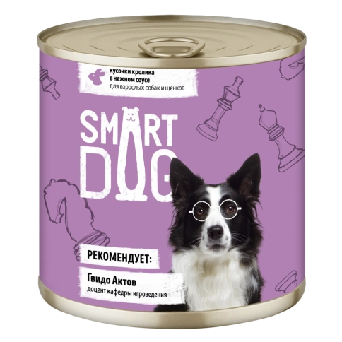 Влажный корм Smart Dog для для взрослых собак и щенков, кусочки кролика в нежном соусе, 85 г фото 1