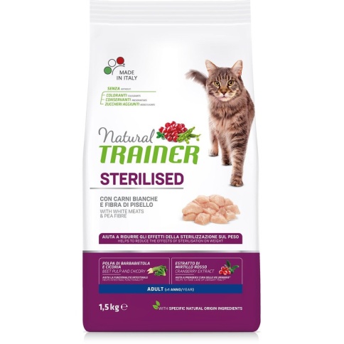 TRAINER Natural Adult cat Sterilised White Fresh Meats dry 1.5 кг фото 2