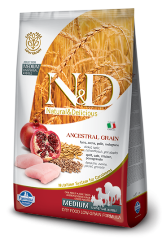Farmina N&D Ancestral Grain Dog Chicken & Pomegranate Adult Medium Maxi N&D Dog Ancestral Grain низкозерновой сухой корм для собак средних и крупных пород с курицей и гранатом - 2,5 кг фото 1