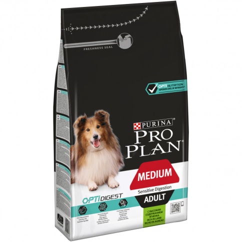 Purina Pro Plan medium сухой корм для взрослых собак средних пород с чувствительным пищеварением с ягнёнком и рисом - 1.5 кг фото 1