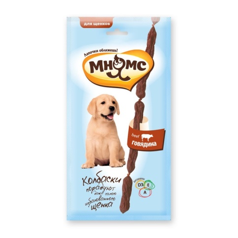 Мнямс лакомство Мягкие колбаски с говядиной для щенков - 30 г фото 2