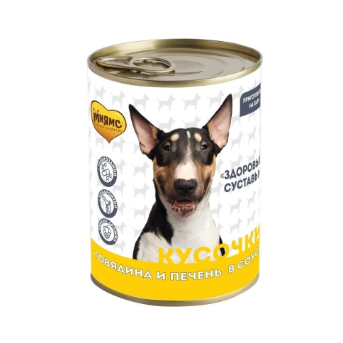 Мнямс кусочки в соусе для собак всех пород с говядиной и печенью "Здоровые Суставы" - 400 г фото 1