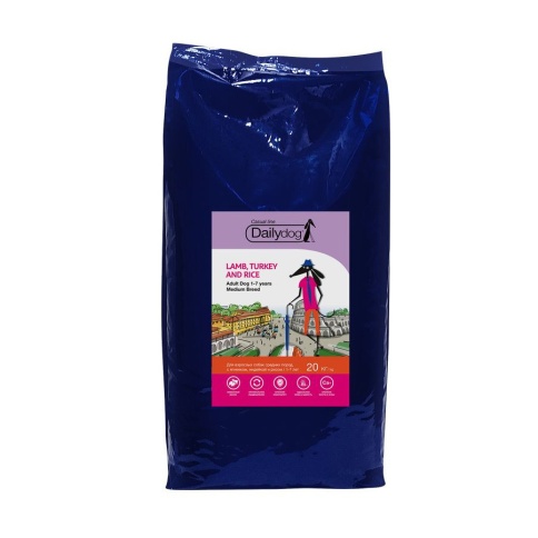 Dailydog Casual dog Adult Medium Lamb&Turkey and Rice сухой корм для взрослых собак средних пород с бараниной индейкой и рисом фото 1