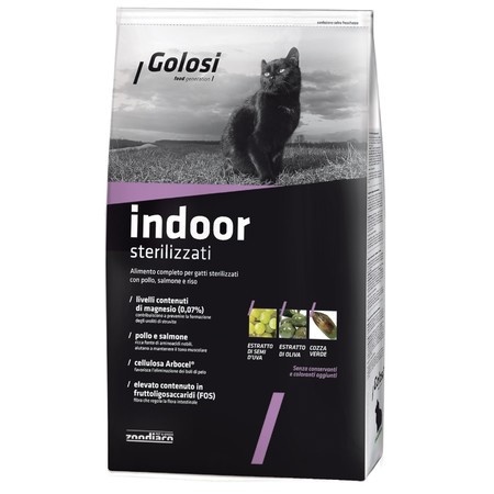 Golosi Cat Adult Indoor Sterilised сухой корм для стерилизованных кошек с курицей и лососем - 400 г фото 1