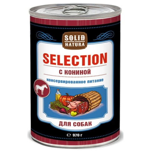 Solid Natura Selection влажный корм для собак с кониной в консервах - 970 г фото 1
