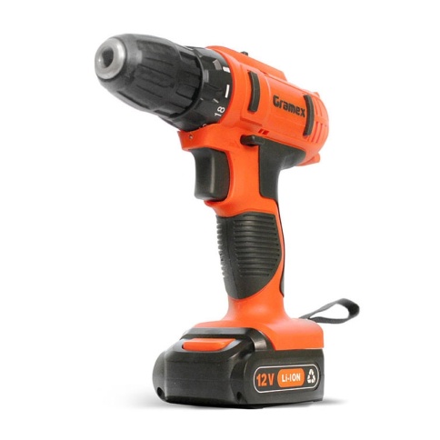 Дрель аккумуляторная Gramex HCD-12-1L (12В,пат-10мм, 2 скорости, аккум. Li, 1.5А/ч) картон, 1 акк (1/10) фото 1