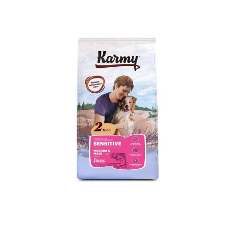 Сухой корм Karmy Sensetive Medium & Maxi для взрослых собак средних и крупных пород с чувствительным пищеварением с лососем 2 кг фото 2