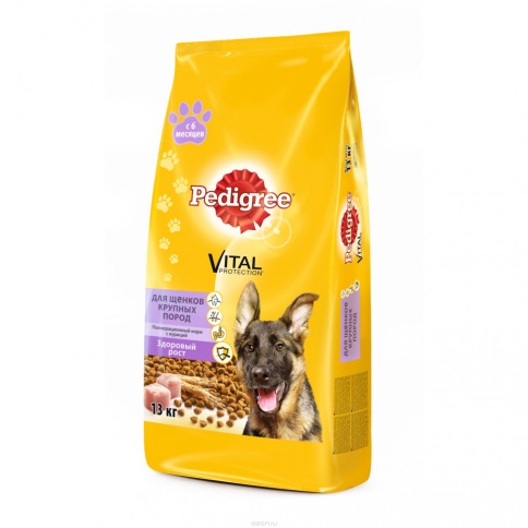 Pedigree сухой корм для щенков крупных пород с 6 месяцев с курицей - 13 кг фото 1