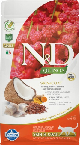 Farmina N&D Cat Grain Free quinoa skin & coat herring корм для взрослых кошек здоровая кожа и шерсть с сельдью и киноа 1,5 кг фото 1