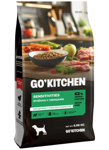 Сухой корм GO'KITCHEN для щенков и собак всех возрастов для чувствительного пищеварения с ягнёнком, 9.98 кг фото 2