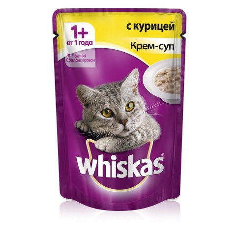 Whiskas крем-суп с курицей 1+ 85 г фото 2