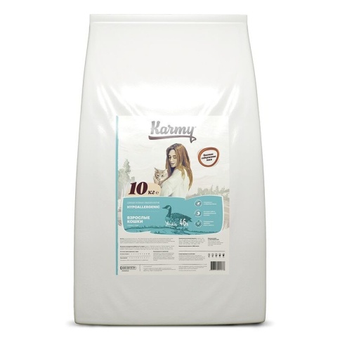 Сухой корм Karmy Hipoallergenic для взрослых кошек при пищевой аллергии c уткой 400 г фото 1