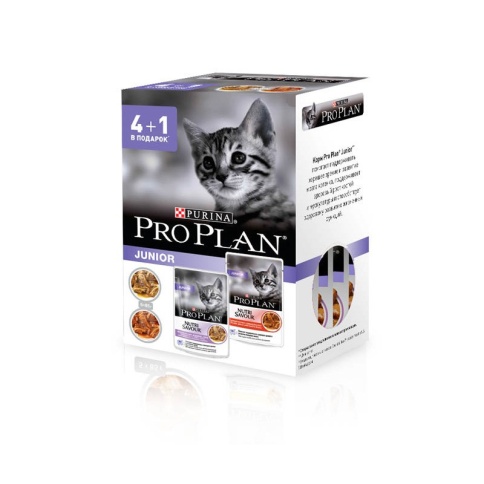 Влажный корм Purina Pro Plan Junior для котят с индейкой и говядиной, промо-набор 4+1 - 85 г фото 1